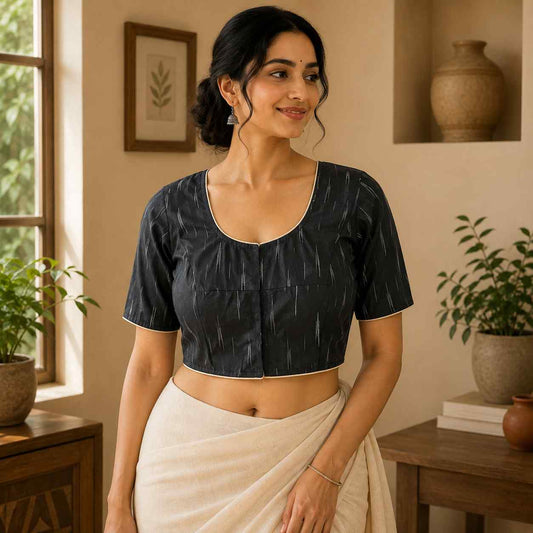 Rivariya Ikkat Cotton Ready-to-Wear Saree Blouse for Women and Girls